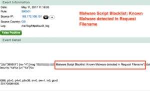 Malware Script Blacklist: Known Malware detected in Request Filename