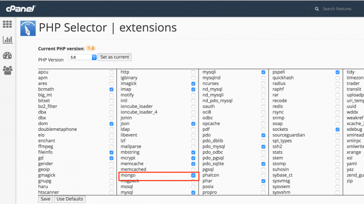 PHP Selector - mongodb extension